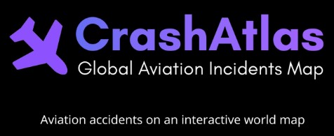 Explore 18261 aviation accidents from 1919 to 2026 on an interactive map, searchable by country, year, airline, aircraft, and cause